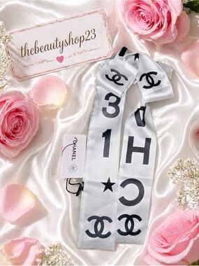 White Chanel Silk Scarf